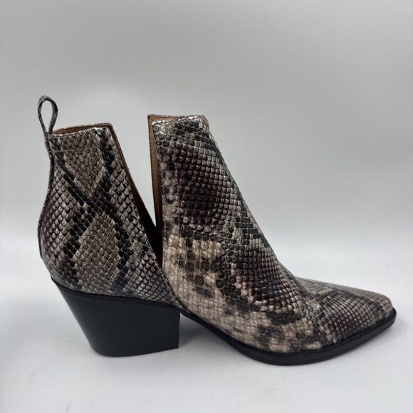 Jeffrey Campbell Tan, Black & White Multicolor Snake Animal Print Boots Rella 9 - Picture 12 of 16